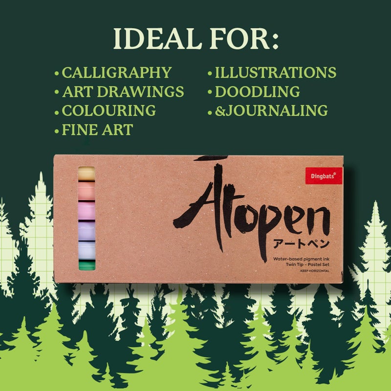 Dingbats* Notebooks Atopen Dual Tip Pen Set - Pastel Set - 6-Pack Fineliner/Brush Pens for Calligraphy and Art Drawings - Image 5